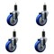 Service Caster 4'' Blue Poly Wheel Swivel 1-1/4'' Expanding Stem Caster Set, 4PK SCC-EX20S414-PPUB-BLUE-114-4 - alternate 1